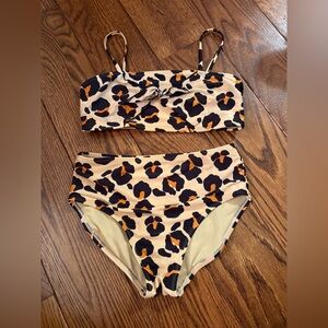 Art Class Leopard Bikini High Waist Bottoms Size L 10/12